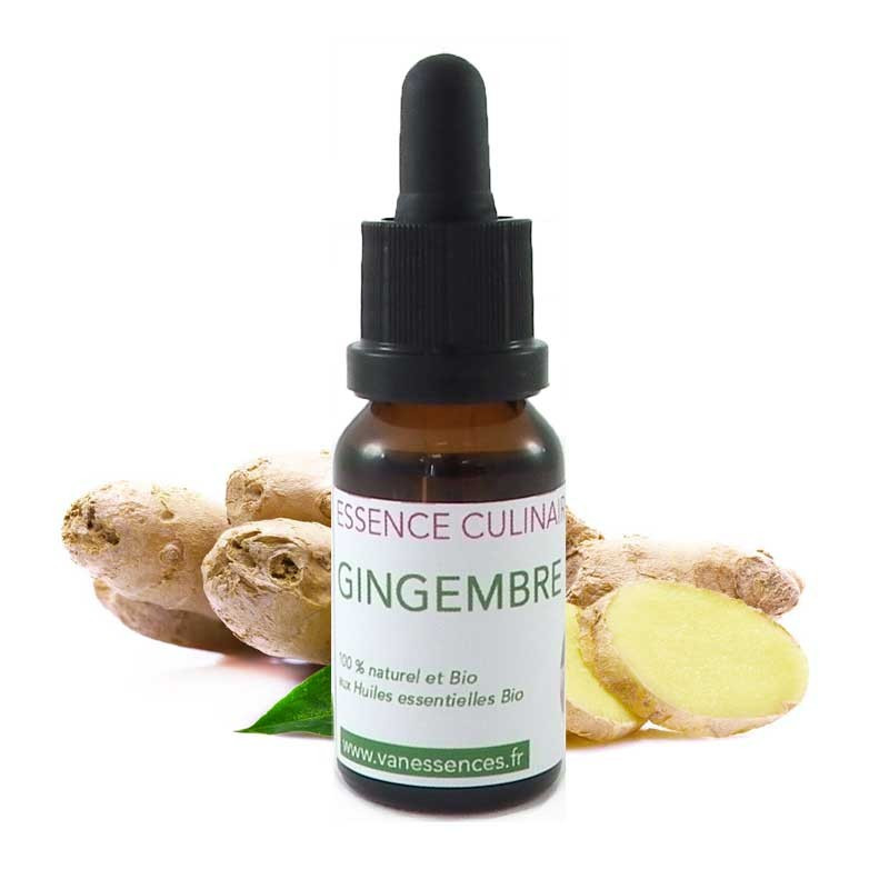 Gingembre - Essence culinaire Bio - Huile essentielle Bio pour la cuisine - Concentré d'arôme 100% naturel.