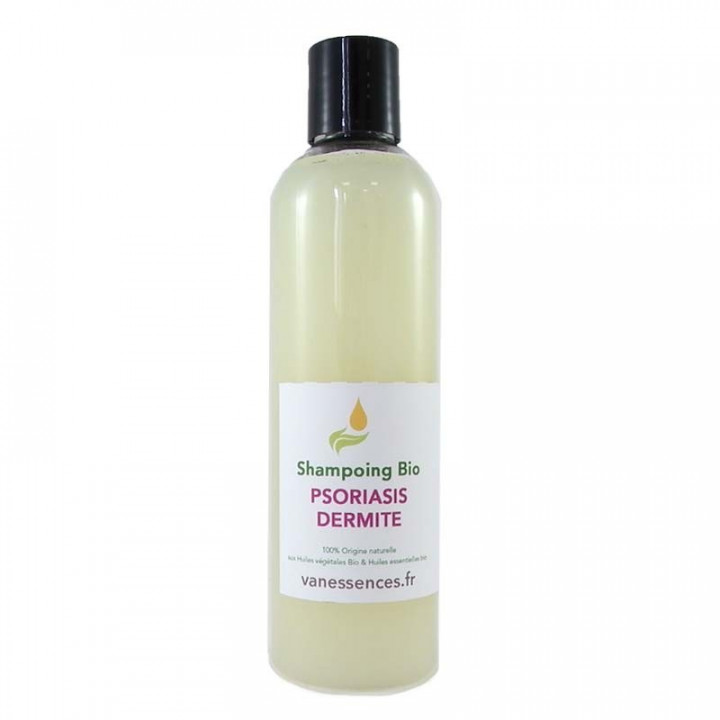 Shampoing psoriasis traitement naturel efficace, dermite séborrhéique du cuir chevelu aux huiles essentielles bio.