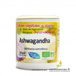 Ashwagandha bio poudre en gélules. Le Ginseng Indien ! Produit ayurvédique fabriqué en France.