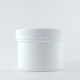 Pot en plastique PP vide blanc 350ml avec bouchon couvercle vissant inviolable.