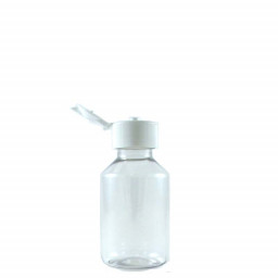 Flacon plastique PET 100ml avec bouchon capsule de service "gicleur" blanc