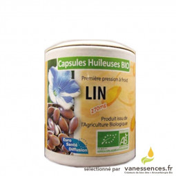 Capsule huile de lin alimentaire bio. Boîte de 100 capsules.