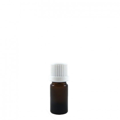 Flacon aromatherapie 5ml verre brun avec compte gouttes codigoutte BLANC
