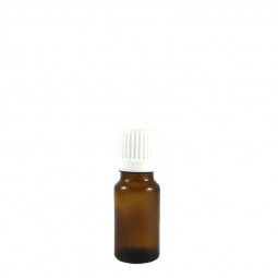 Flacon aromatherapie 10ml verre brun avec codigouttes, compte gouttes inviolable BLANC