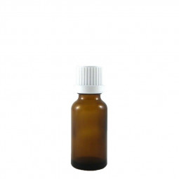Flacon aromatherapie 30ml verre brun avec compte gouttes codigouttes BLANC.