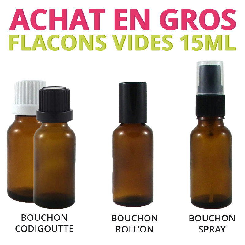 Flacon compte-gouttes vide en verre d'huile essentielle ronde ambre de 50ml avec