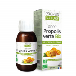 Sirop Bio à la Propolis verte, Miel, Citron, Pin & Orange – Propos’Nature 100ml