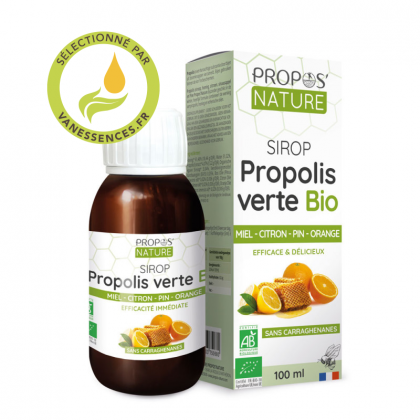 Sirop Bio à la Propolis verte, Miel, Citron, Pin & Orange – Propos’Nature 100ml