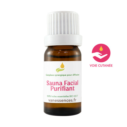 Mélange 100% d’huiles essentielles Bio aux propriétés purifiantes pour peaux mixtes et grasses. Utiliser en sauna facial.