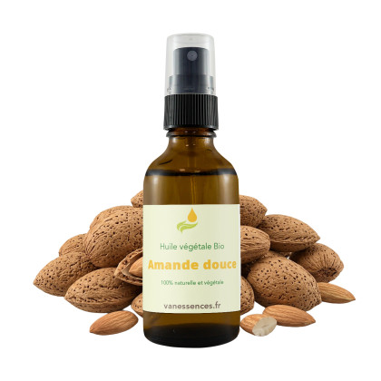 Huile d'Amande douce bio - 100% végétale, naturelle, pure, vierge, biologique - 50ml