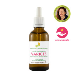Varices Huile de soin aux huile essentielles bio - Traitement naturel pour les varicosités sur les jambes.