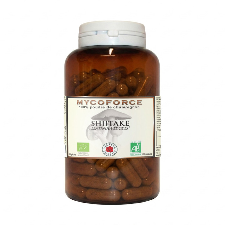 Gélules de Shiitaké (Lentinula edodes) 100% poudre de champignon