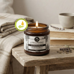 Bougie artisanale naturelle à l'huile essentielle de Citronnelle