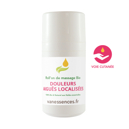 Roller bio et naturel aux huiles essentielles contre les contractures musculaires et les douleurs. Format 50ml.