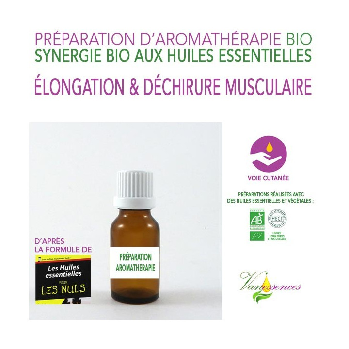 Élongation et déchirure musculaire - Synergie 100% naturelle et bio aux huiles essentielles bio