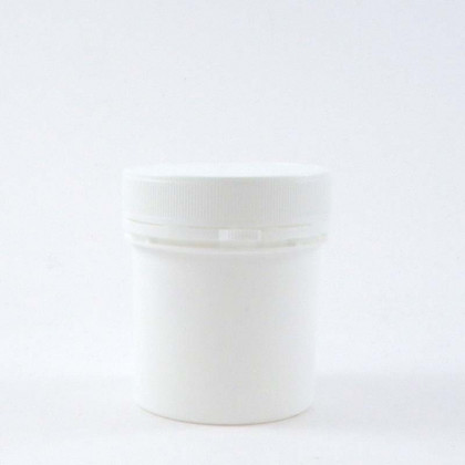Pot en plastique vide PP blanc 100ml avec bouchon couvercle vissant inviolable.