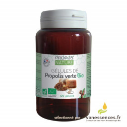  	Gélule de Propolis verte Bio dosées à 500 mg. Produit 100% naturel. Boîte de 120 gélules. Fabriqué en France