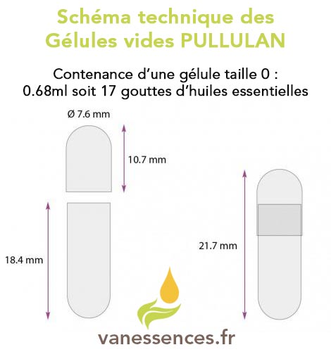 Gélule pullulan origine naturelle et végétale Gélules vides taille 0