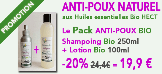 Promotion pack anti-poux naturel pour le traitement contre les poux : Shampoing bio Antipoux et Lotion traitement anti poux